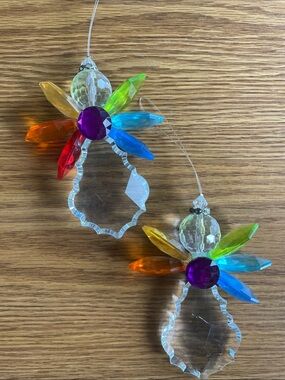 Multicolor Crystal Flower Suncatcher Pair - Clear & Rainbow Petals